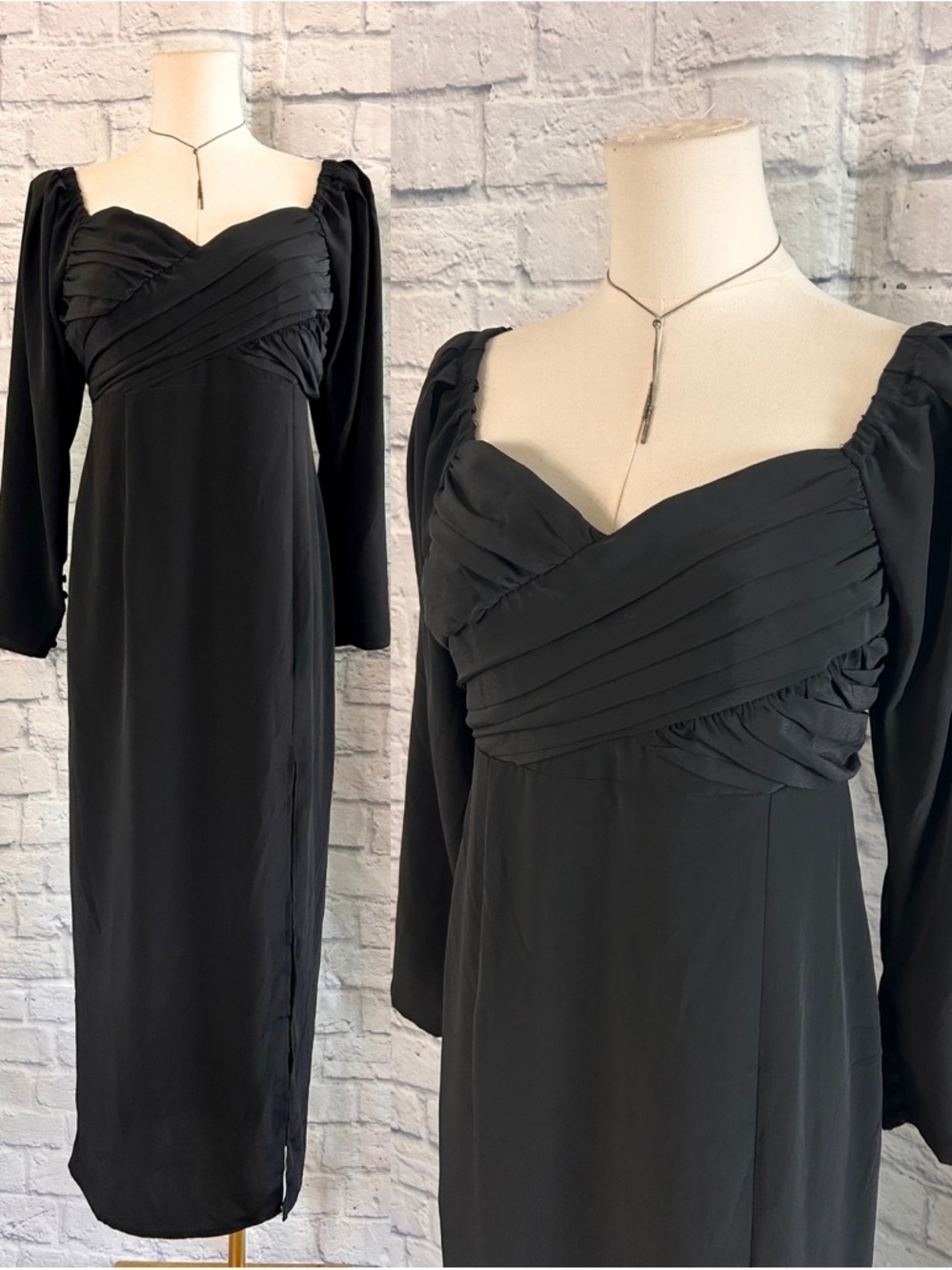 Forever 21 Black Evening Dress Maxi Sweetheart Neckline Party Dressy Formal NWT